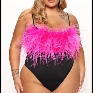 Sexy feather bodysuit